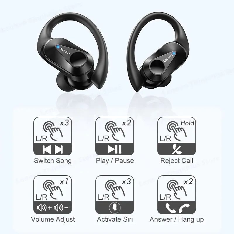 Lenovo LP75 TWS Bluetooth 5.3 Earphones Sports Wireless Headphones Waterproof HiFi Stereo Wireless Earbuds with Mics 400mAh