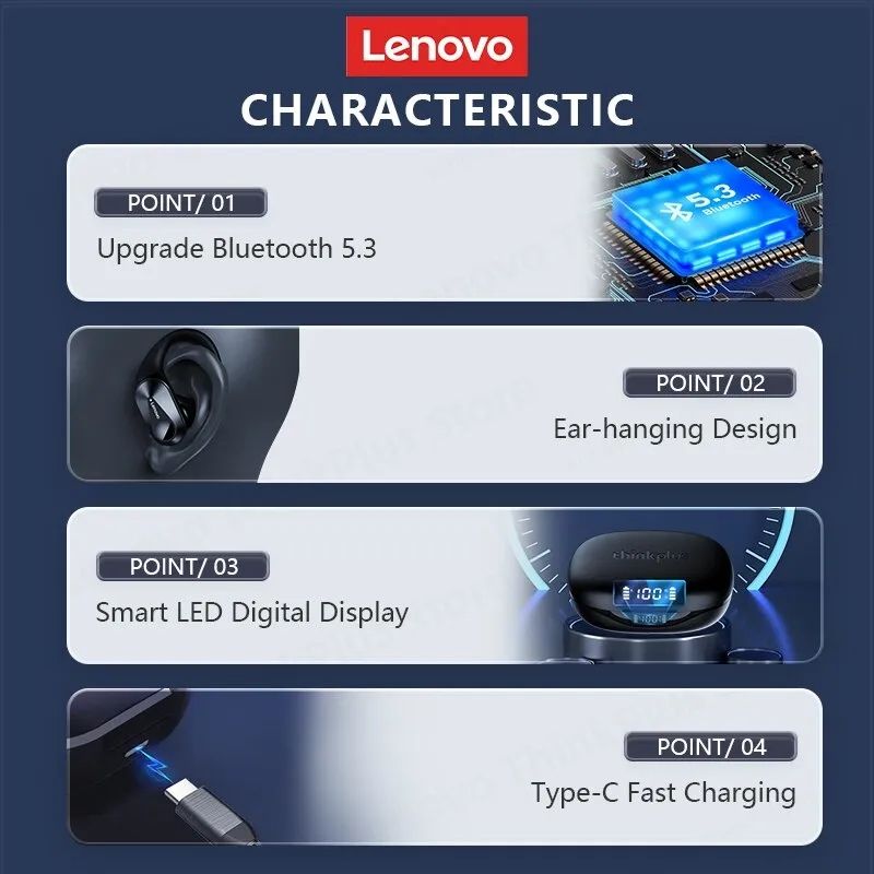 Lenovo LP75 TWS Bluetooth 5.3 Earphones Sports Wireless Headphones Waterproof HiFi Stereo Wireless Earbuds with Mics 400mAh