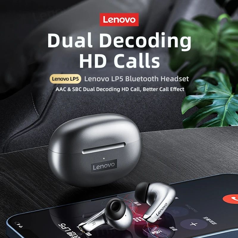 Lenovo LP5 TWS Bluetooth Earphone 9D Stereo Waterproof Wireless Earbuds for Xiaomi Bluetooth Headphones With Mic Mobile Phone