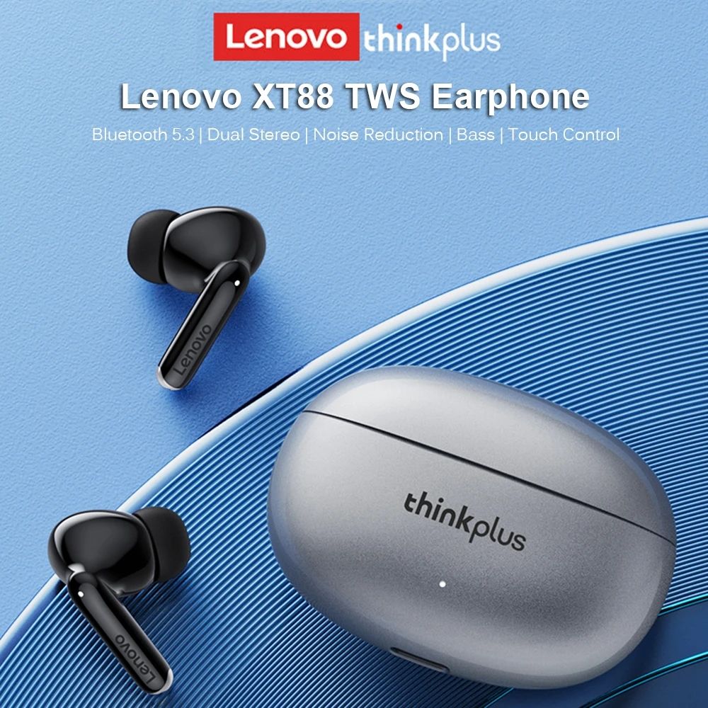 Lenovo XT88 Bluetooth Earphone Wireless Earphone 9D Stereo Sports Waterproof Wireless Earbuds Bluetooth 5.3 Headset With Mic