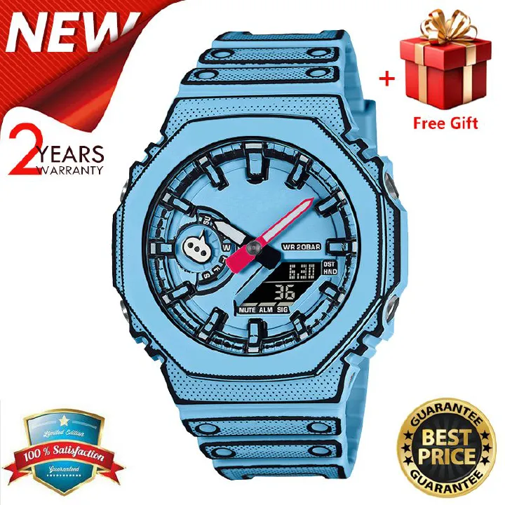【2YEARS WARRANTY】GShock Octagonal Oak GA-2100MNG-2A shockproof Military Waterproof Sport LED Digital Quartz Men Watch
