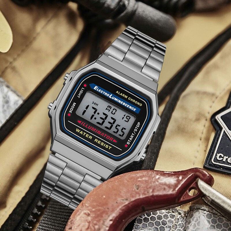 【2YEARS WARRANTY】GShock A168 Watch for Men LED Digital Waterproof Chronograph Stainless Steel Wristwatch A168WA-1W