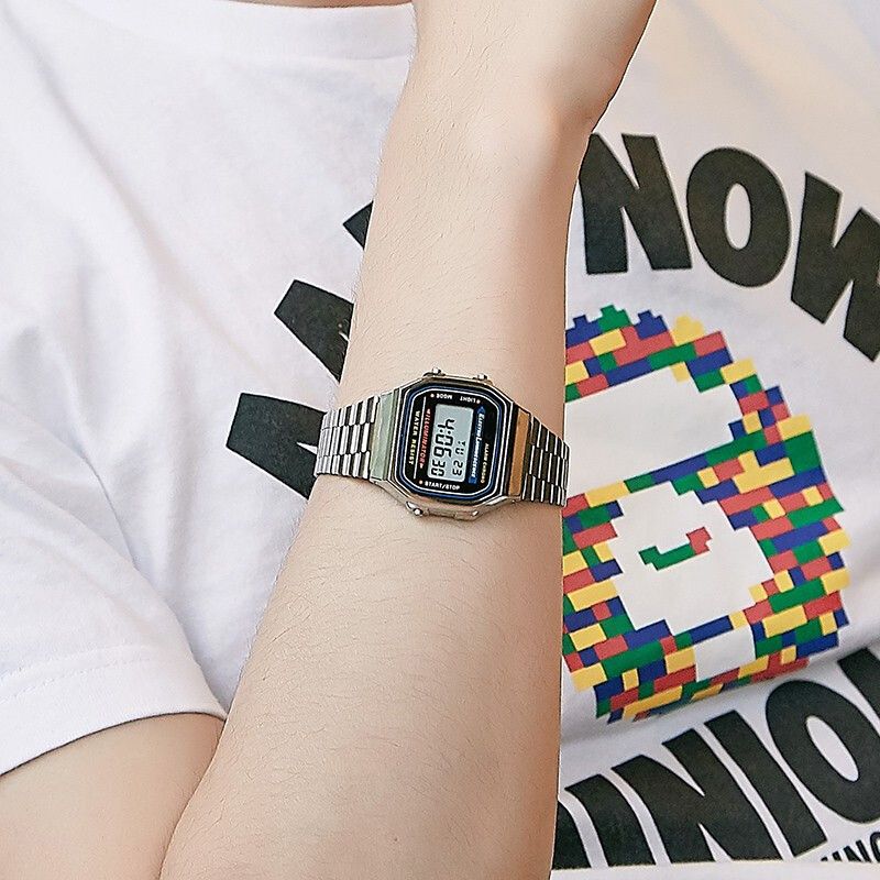 【2YEARS WARRANTY】GShock A168 Watch for Men LED Digital Waterproof Chronograph Stainless Steel Wristwatch A168WA-1W