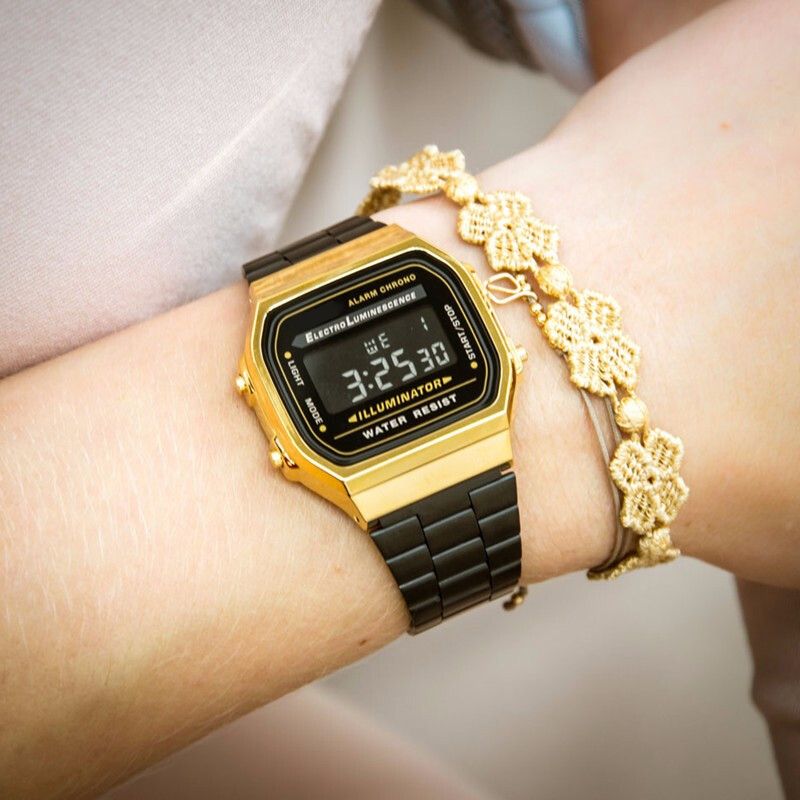 【2YEARS WARRANTY】GShock A168 Men's Digital Watch Sports Shock Resistant LED Watches Steel Strap A168WEGB-1B