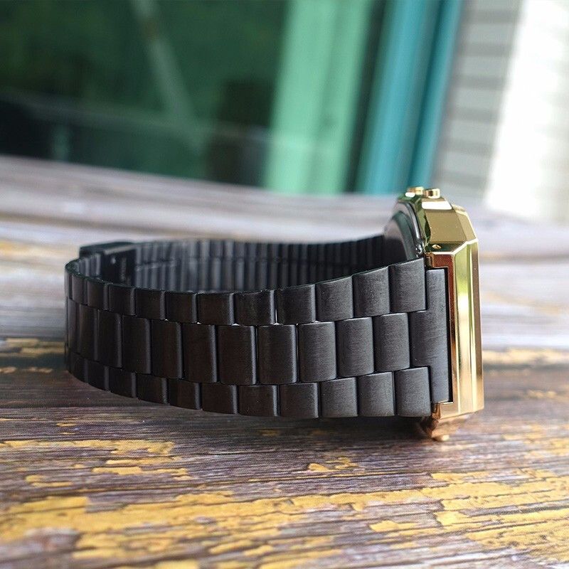 【2YEARS WARRANTY】GShock A168 Men's Digital Watch Sports Shock Resistant LED Watches Steel Strap A168WEGB-1B