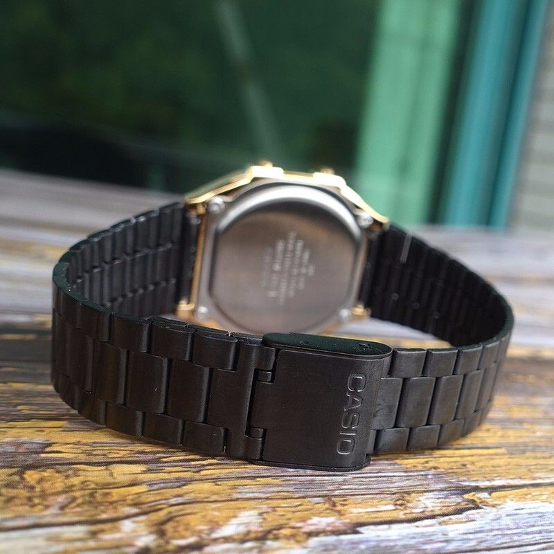 【2YEARS WARRANTY】GShock A168 Men's Digital Watch Sports Shock Resistant LED Watches Steel Strap A168WEGB-1B