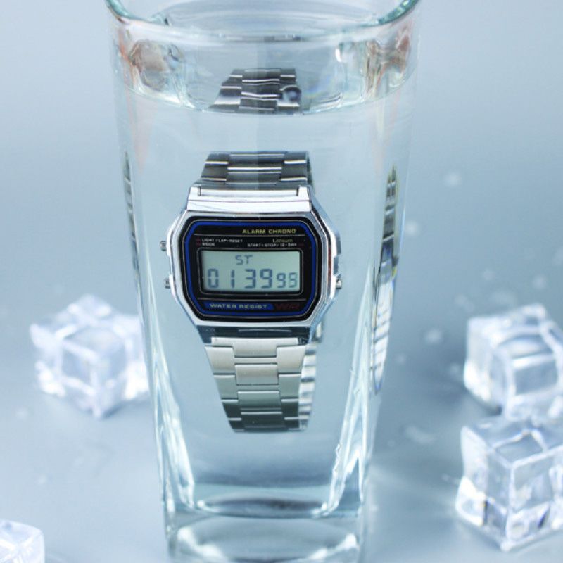 【2YEARS WARRANTY】GShock A158 Watch for Men LED Digital Waterproof Chronograph Stainless Steel Wristwatch A158WA-1D