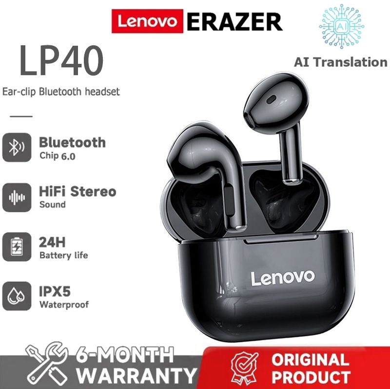 Lenovo LP40 Earphones TWS Wireless Bluetooth 5.0 Earbuds Bass Touch Control Stereo Noise Reduction Long Standby 230mAH
