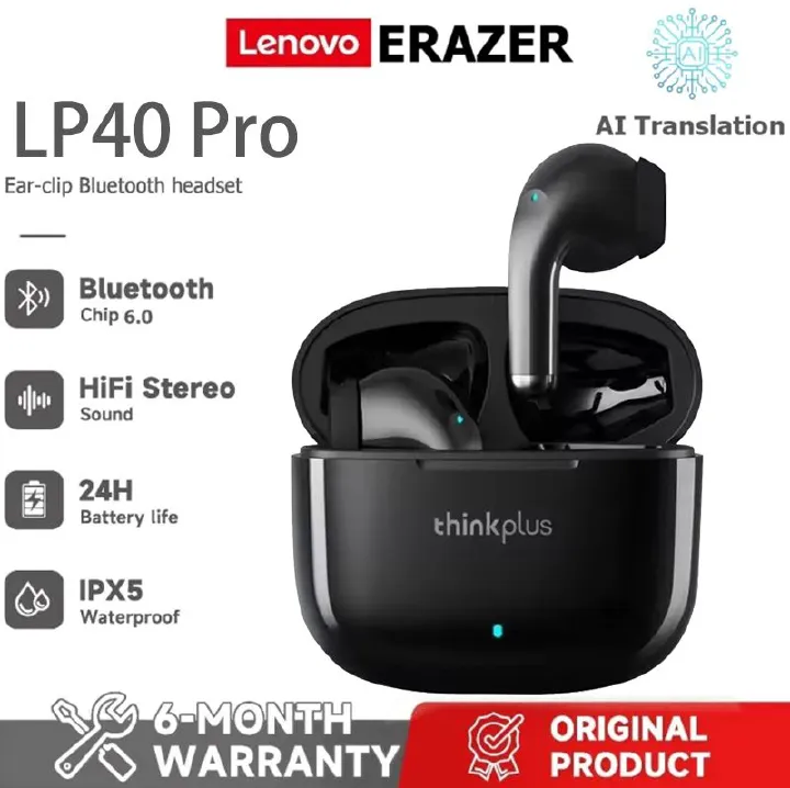 Lenovo LP40 Pro TWS Bluetooth Earphone Mini Wireless Earbuds Sport Gaming Bluetooth 5.1 Headset with Charging Box Mic Support Call Video for iPhone Xiaomi Oppo