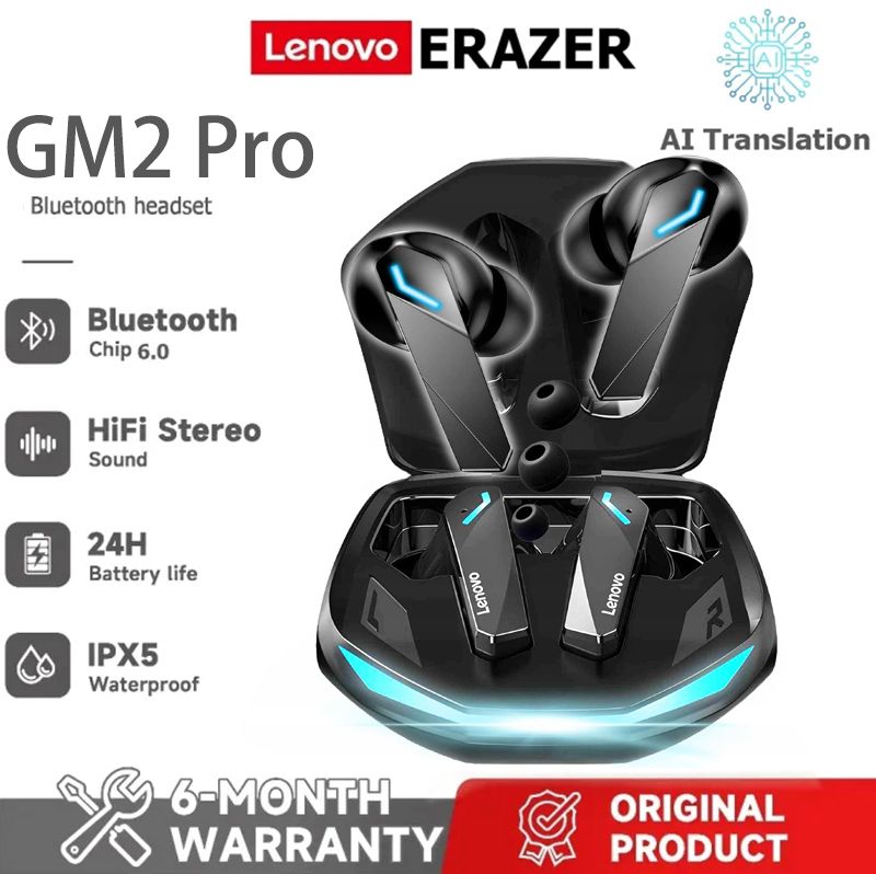Lenovo GM2 Pro TWS Gaming Bluetooth Earphone Bluetooth 5.3 Low Latency Wireless Headset with Mic 3D Stereo Bass True Wireless Gamer Earbuds