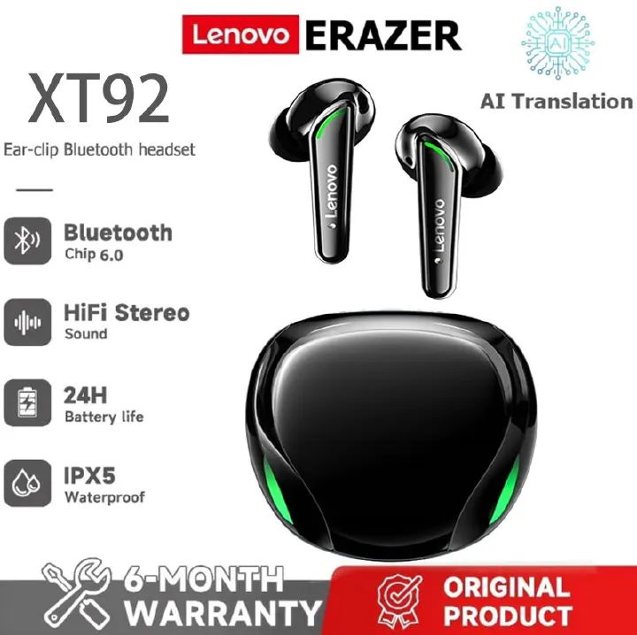 Lenovo XT92 True Wireless Earbuds BT5.1 Gaming Earphone Low Latency Game Headphones Touch Control Sport Headset with Mic 300mAh Charging Case