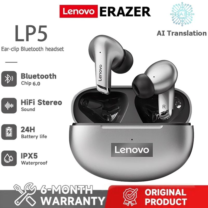 Lenovo LP5 TWS Bluetooth Earphone 9D Stereo Waterproof Wireless Earbuds for Xiaomi Bluetooth Headphones With Mic Mobile Phone