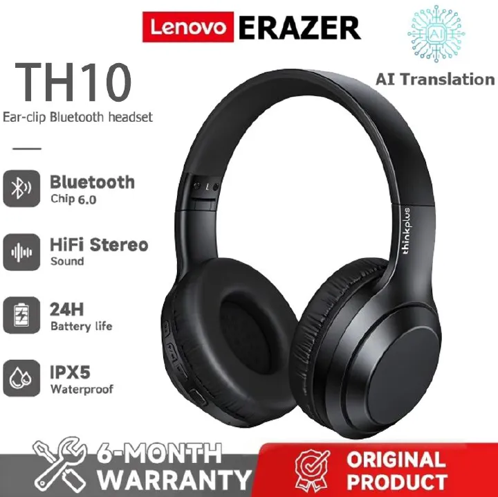 Lenovo TH10 Wireless Headphones Bluetooth Earphones Waterproof Reduce HiFi Music Headset with Mic for Android IOS PC