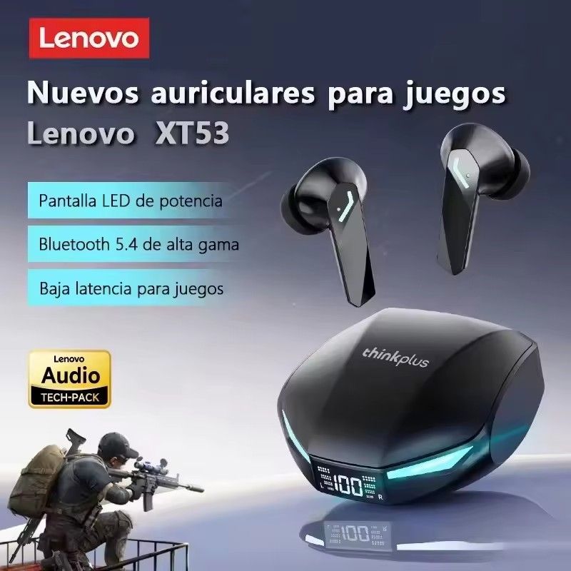 New Lenovo XT53 Wireless Bluetooth 5.4 Earphones LED Digital Display Waterproof Earbuds Noise Cancelling Gaming Headset
