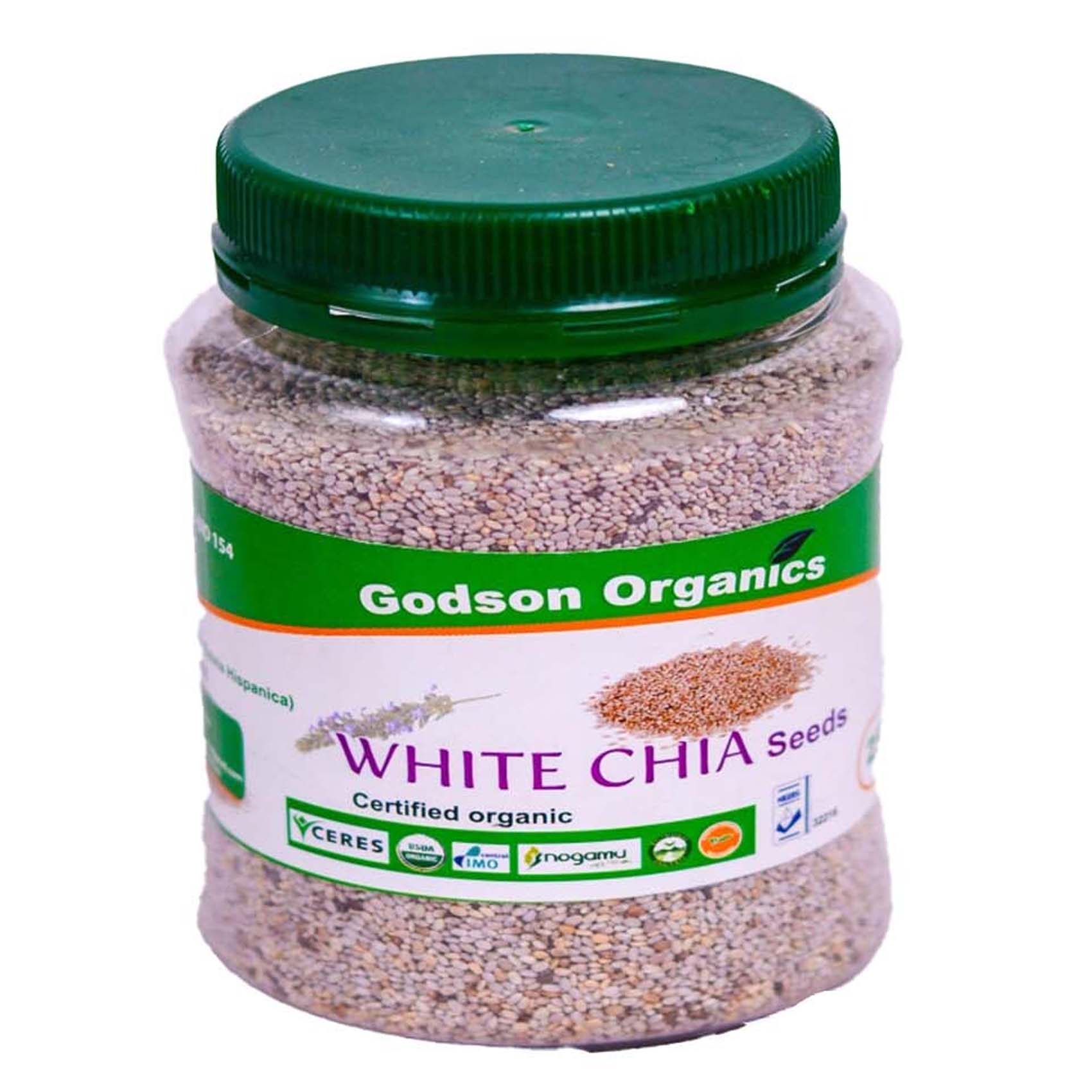 Godson Organic White Chia Seeds – 250g(rich in omega-3 fatty acids, fiber, protein, antioxidants, and various vitamins and minerals.