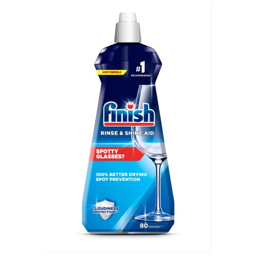 Finish Rinse & Shine Aid, World's No.1 Recommended Dishwashing Liquid 400ml-works in the rinse-cycle to thoroughly clear away detergent and food residues, while ensuring a moisture-free end result.