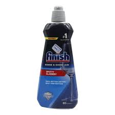 Finish Rinse & Shine Aid, World's No.1 Recommended Dishwashing Liquid 400ml-works in the rinse-cycle to thoroughly clear away detergent and food residues, while ensuring a moisture-free end result.