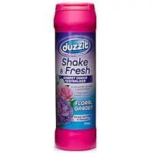 Duzzit  Shake & Fresh Carpet Odour Neutraliser Floral Gardens 500G- This easy-to-use product eliminates bad odors and musty scents, leaving your home smelling great.