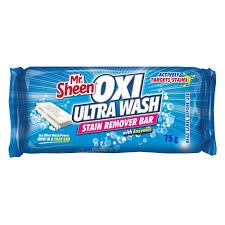 Mr Sheen Oxi Ultra Wash Pre Fabric Stain Remover Bar 75g-The Mr. Sheen Oxi Ultra Fabric Stain Remover range offers you a powerful stain remover that removes tough stains on fabric.