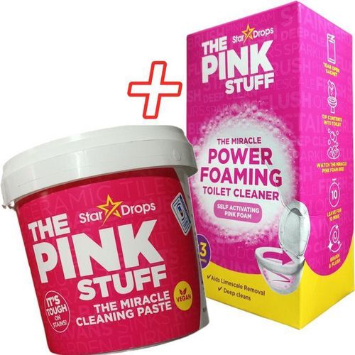 Stardrops THE PINK STUFF Miracle Cleaning Paste 850g + SELF ACTIVATING Power FOAMING Toilet Cleaner 3X Treatments-Combo is Streak free, Sparkling clean, Tough on grease & grime