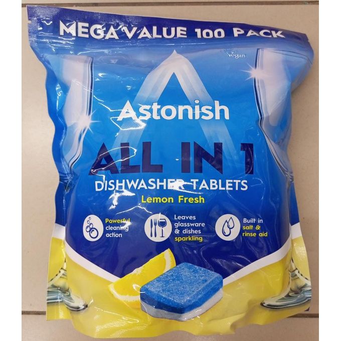Astonish All In One Dishwasher Tablets –  100Tablets, Lemon Fresh- specialist formula provides powerful deep cleaning action against even the toughest of stains, including tea, coffee and dried foods.