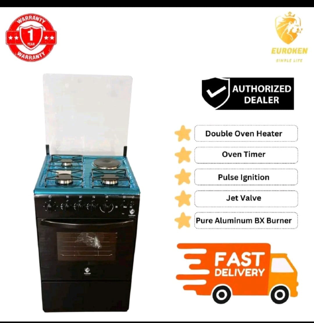 Euroken Cooker New Arrival 3G+1E Electric Oven Free Stand Glass Top Cooker