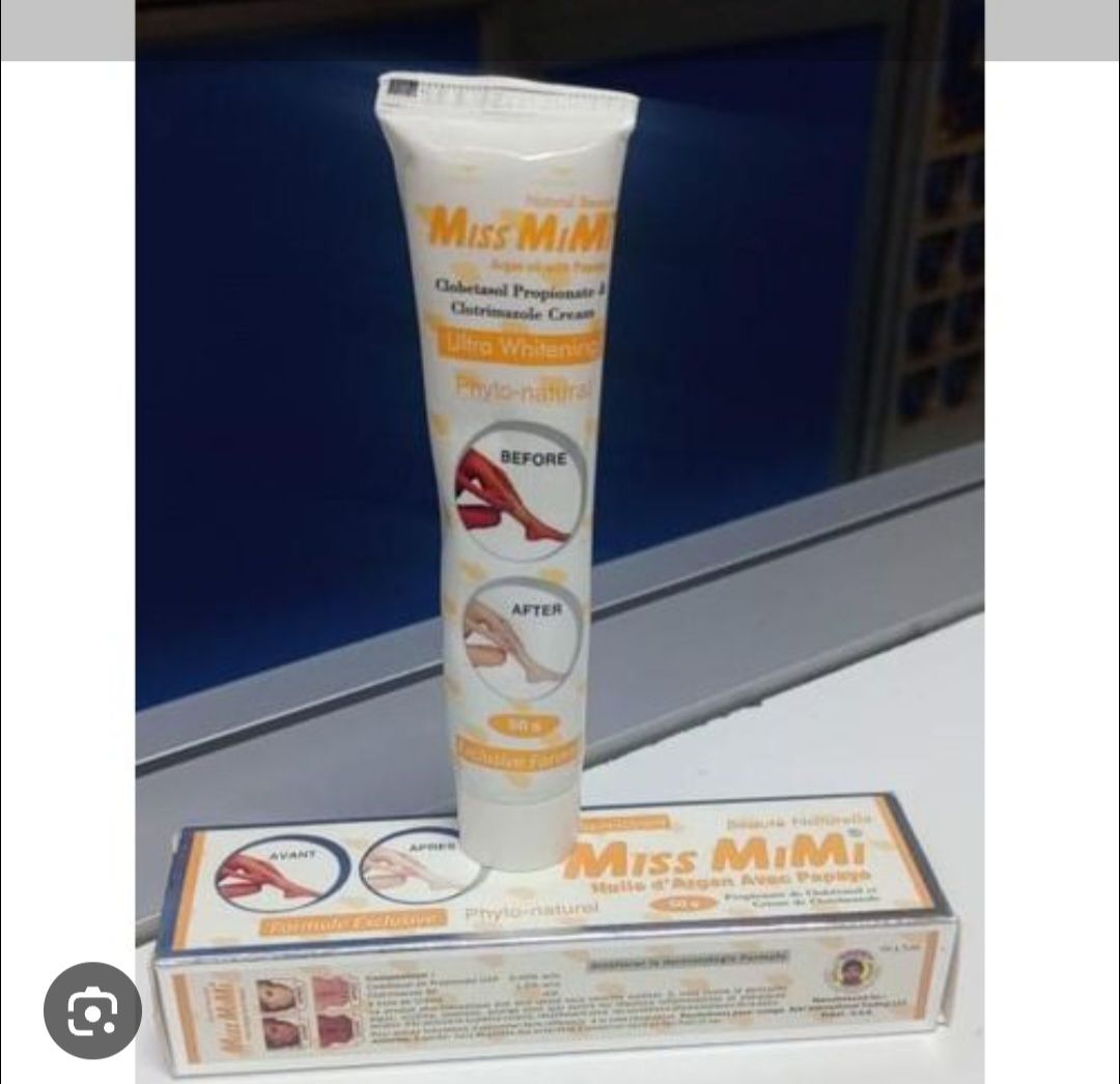 Miss Mimi Natural Papaya Care Cream for lightening dark spots, and evening out skin tone on areas like underarms, knees, and elbows.