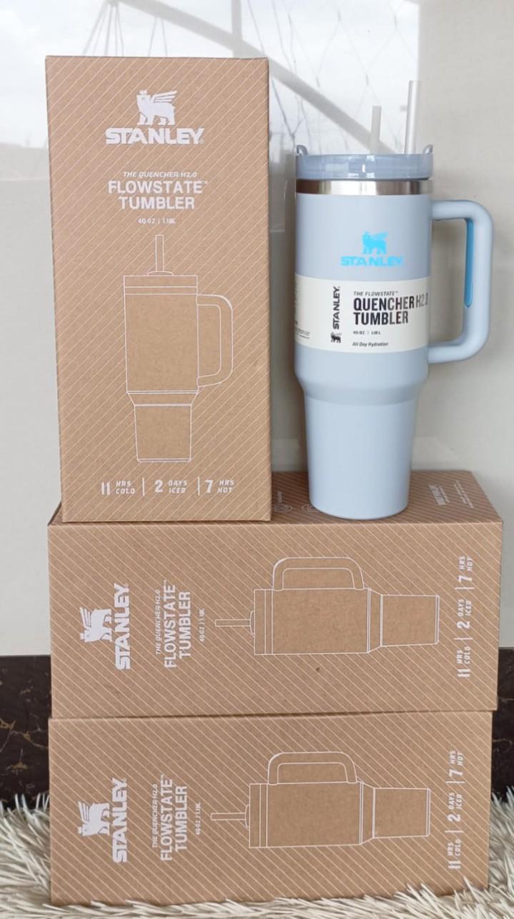 STANLEY CUPS. Stanley Quencher H2.0 FlowState Tumblers, FlowState lid features a rotating cover with three positions: a straw opening, a drink opening, and a full-cover top.