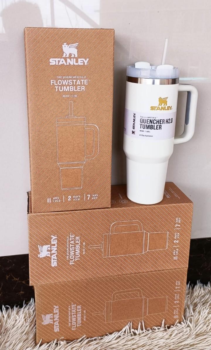 STANLEY CUPS. Stanley Quencher H2.0 FlowState Tumblers, FlowState lid features a rotating cover with three positions: a straw opening, a drink opening, and a full-cover top.