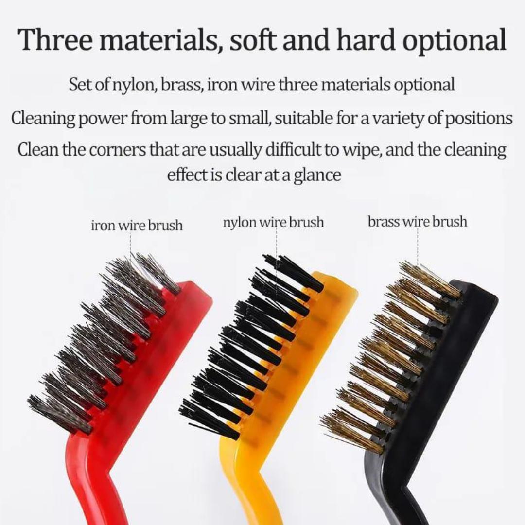 3pcs set of kitchen cleaning brushes with three materials,iron wire,nylon wire and brass wire brush