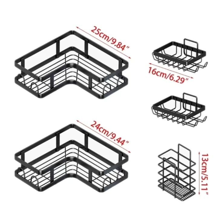 Back in stock,TRIANGULAR 5 in 1 metallic bathroom and kitchen organizer shower candy,COMES WITH  ADHESIVE TAPES FOR EASY INSTALLATION.