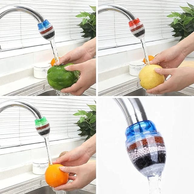 6Layer water purifier pressurize sprinkler head splash proof water filtration device household kitchen shower faucet extender water saving nozzle tap water purifier