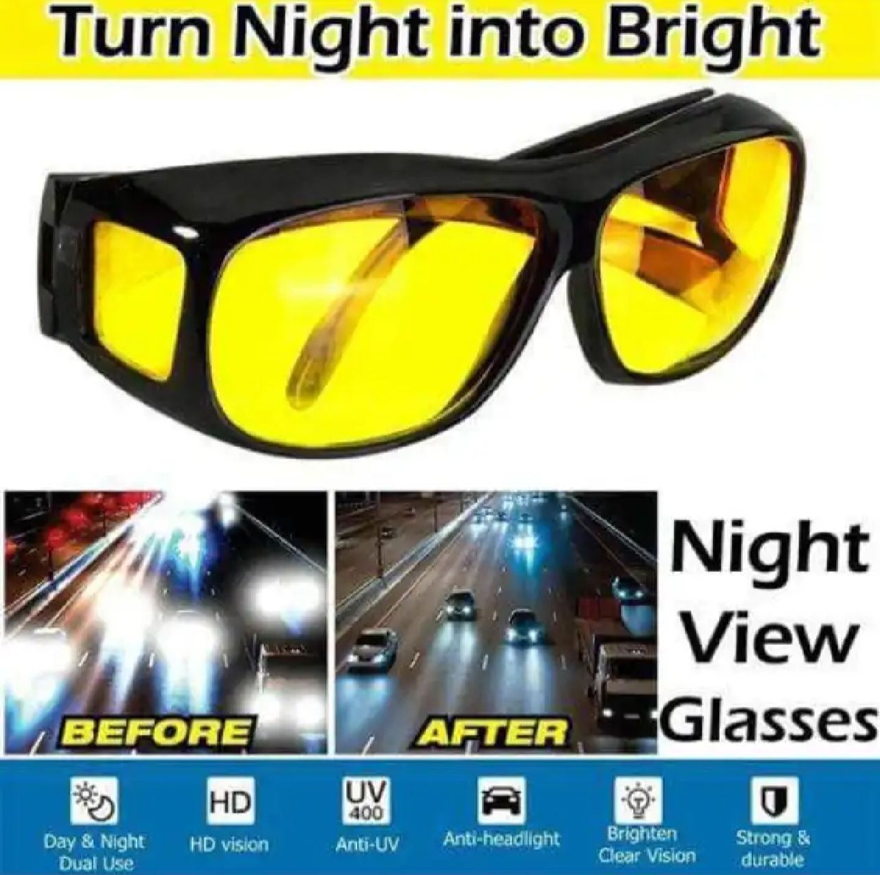 Driving glasses sunglasses night vision glasses anti glare car sun glasses bicycle automobiles motorcycles fashion polarized night driving goggles enhanced light glasses