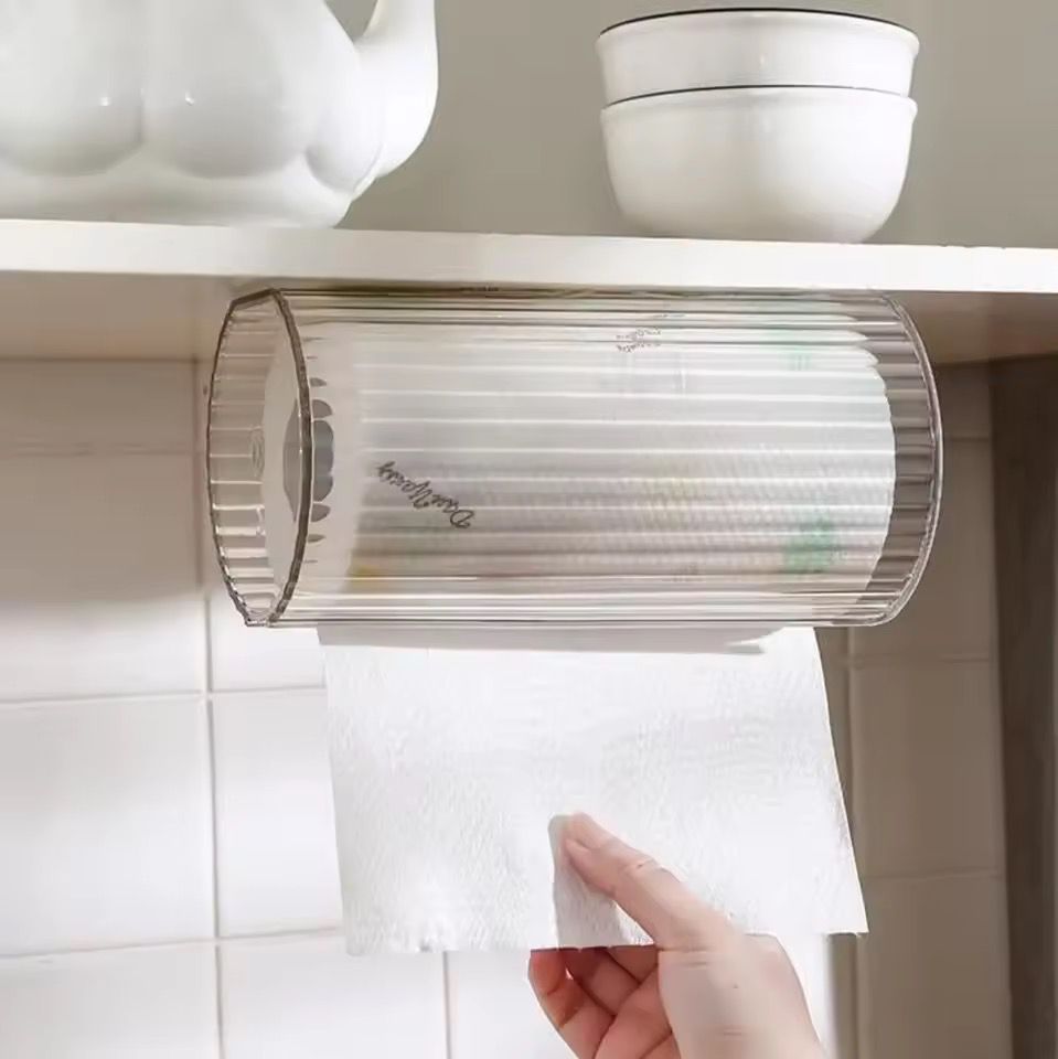 Wall mounted bathroom tissue box transparent kitchen paper storage case punch free toilet napkins holder organizer case