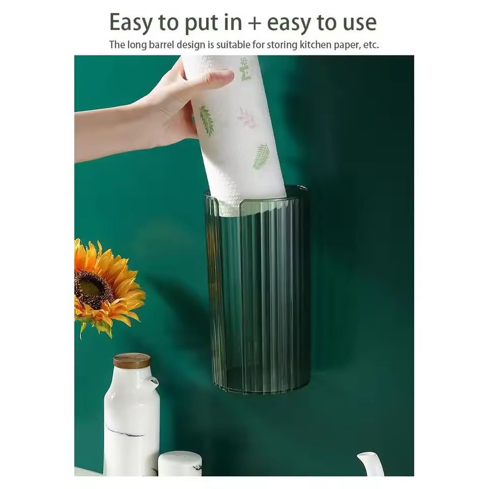 Wall mounted bathroom tissue box transparent kitchen paper storage case punch free toilet napkins holder organizer case