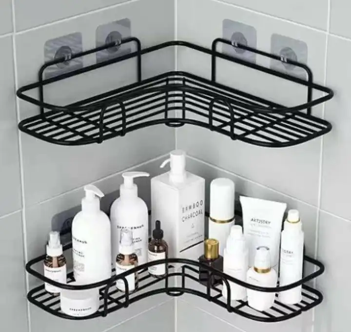 2pcs corner shower rack shelf bathroom storage organizer basket tidy medium