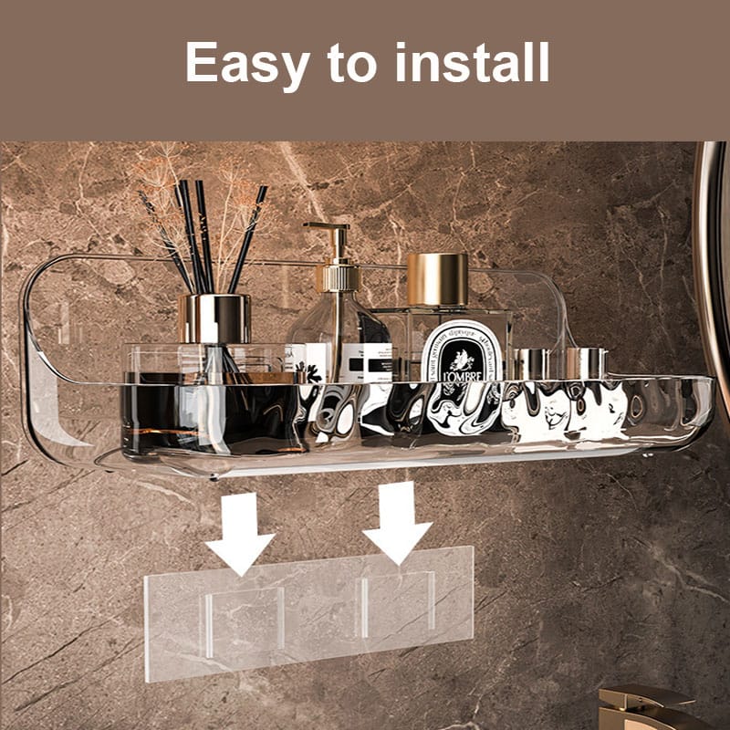 Washstand shelf acrylic no drill organizer shower storage rack cosmetics storage rack wall mounted toilet shampoo holder bathroom organizer