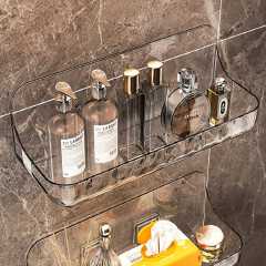 Washstand shelf acrylic no drill organizer shower storage rack cosmetics storage rack wall mounted toilet shampoo holder bathroom organizer