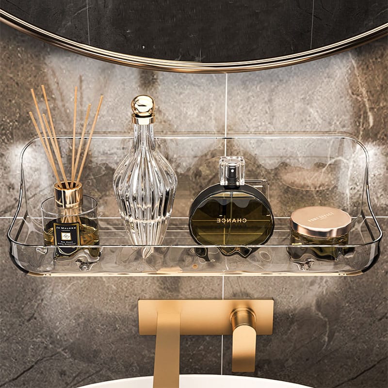 Washstand shelf acrylic no drill organizer shower storage rack cosmetics storage rack wall mounted toilet shampoo holder bathroom organizer