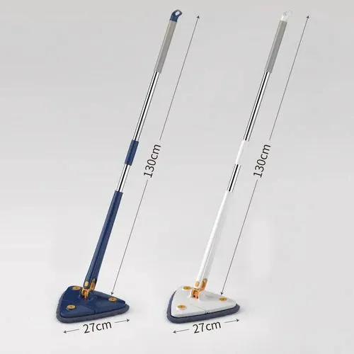 Long handle triangular twist mop-360 rotating microfibre head for corners,adjustable telescopic pole,easy squeeze wringing,deep cleaning for tiles,wood,laminate and hard floors
