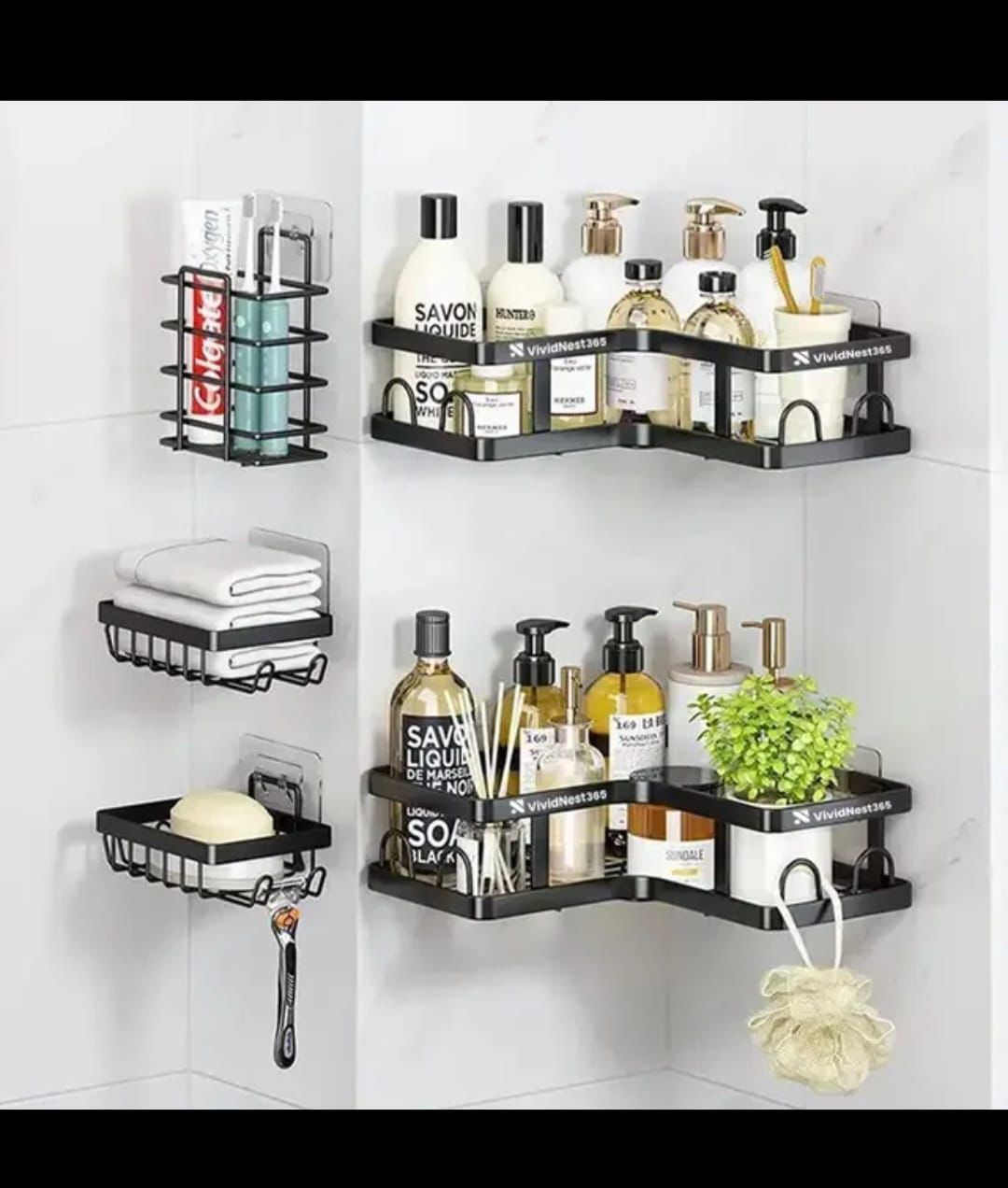 5 in 1 heavy duty shower candy adhesive corner bathroom shelf storage wall mounted shower candy shelf organizer for kitchen toilet metal rustproof no drilling
