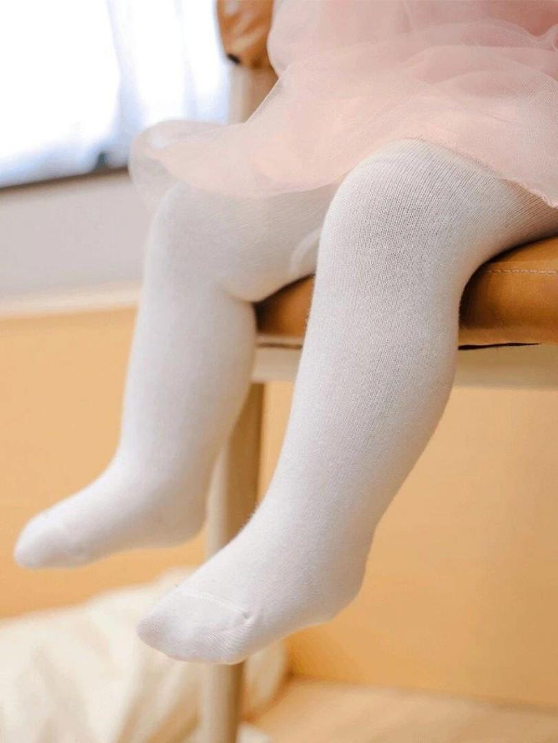 High quality, 2 pairs, cotton girls white & floral stockings, tights at Best price. Girls stockings. Girls leggings. Girls tights.  NEWBORN TO 3 YEARS.