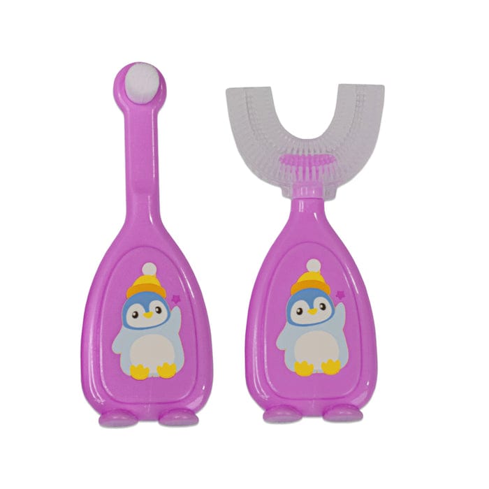 NEW!! 2 IN 1 SET!! Quality, Baby Toothbrush set. Kids toothbrush. Baby friendly toothbrush. U shaped 360⁰ cleaning kids toothbrush. Baby oral care products. Silicone children's brushes for home use.