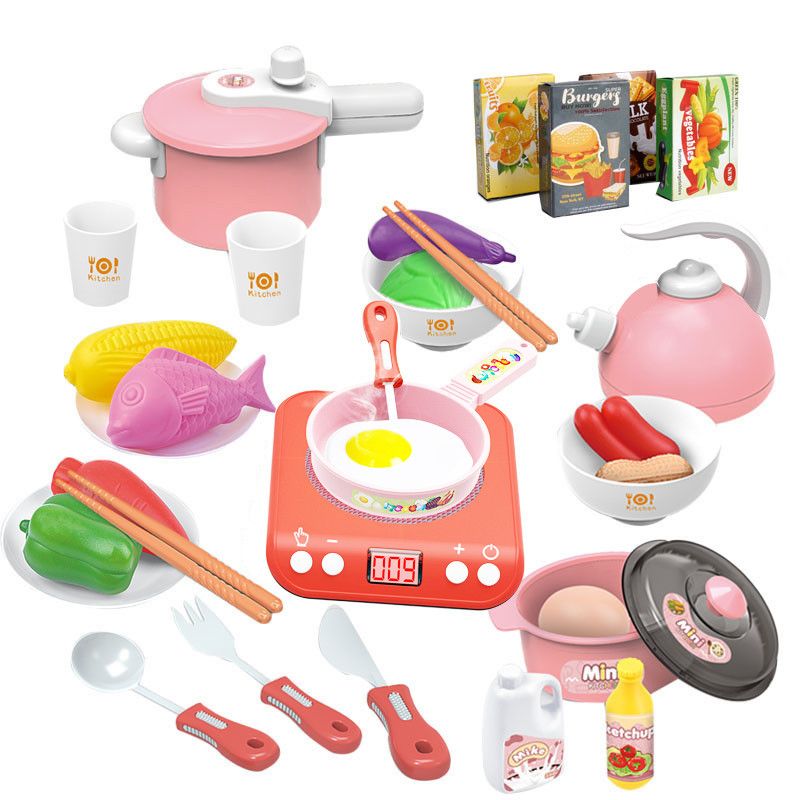 Baby Girls & Boys MINI Kitchen play set. Pretend play toys. Play house mini kitchen set. Educational toys. Induction Cooker Home Appliance Kitchen Utensils, Soft Plastic Role Play Electric Kitchen.