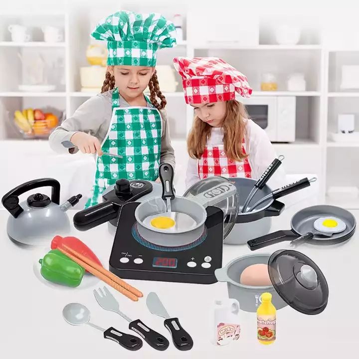Baby Girls & Boys MINI Kitchen play set. Pretend play toys. Play house mini kitchen set. Educational toys. Induction Cooker Home Appliance Kitchen Utensils, Soft Plastic Role Play Electric Kitchen.