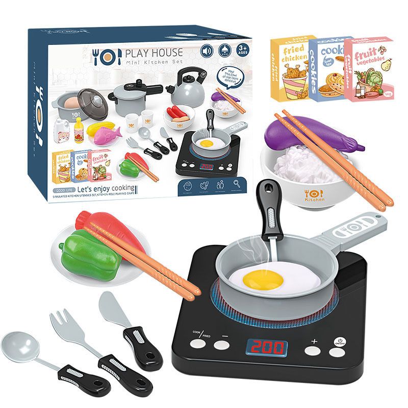 Baby Girls & Boys MINI Kitchen play set. Pretend play toys. Play house mini kitchen set. Educational toys. Induction Cooker Home Appliance Kitchen Utensils, Soft Plastic Role Play Electric Kitchen.