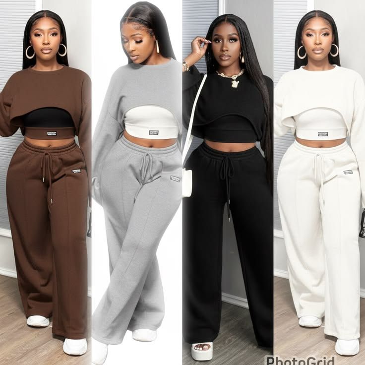 High quality 3pc ladies' tracksuits. Sweatpants +Tube top+ wide leg pants. Heavy turkey quality women clothes.  women solid color 3pc tracksuits. Casual wear, Sportswear, street wear, Travel wear.