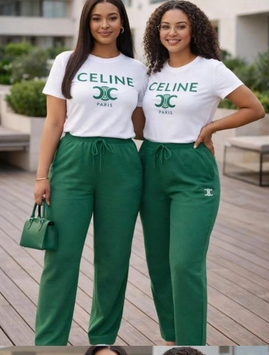 High quality 2pc ladies' tracksuits. Celine set. Sweat shirt + wide leg pants. Heavy turkey quality women clothes.  women solid color 2pc tracksuits. Casual wear, Sportswear, street wear, Travel wear.