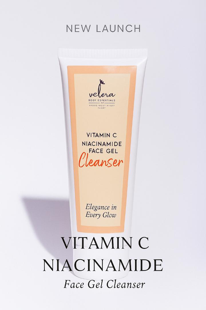 Velora Body Essentials Vitamin C + Niacinamide Brightening Face Cleanser – Deep Cleansing Gel for Glowing, Even-Toned Skin | Hydrating & Gentle Facial Wash for All Skin Types by Velora Body Essentials