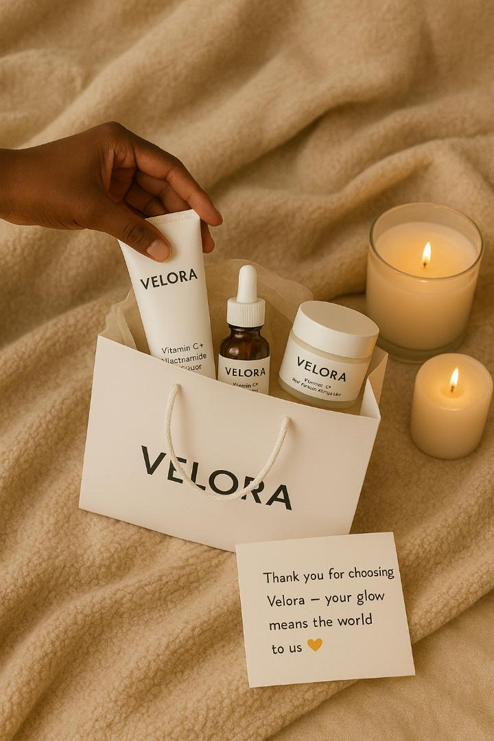 Velora Body Essentials All Plus Kit – Complete Vitamin C + Niacinamide Brightening Skincare Set for Glowing, Hydrated, Even-Toned Skin | 4-Step Face Care Routine for Women | SPF 50 Sunscreen & Serum